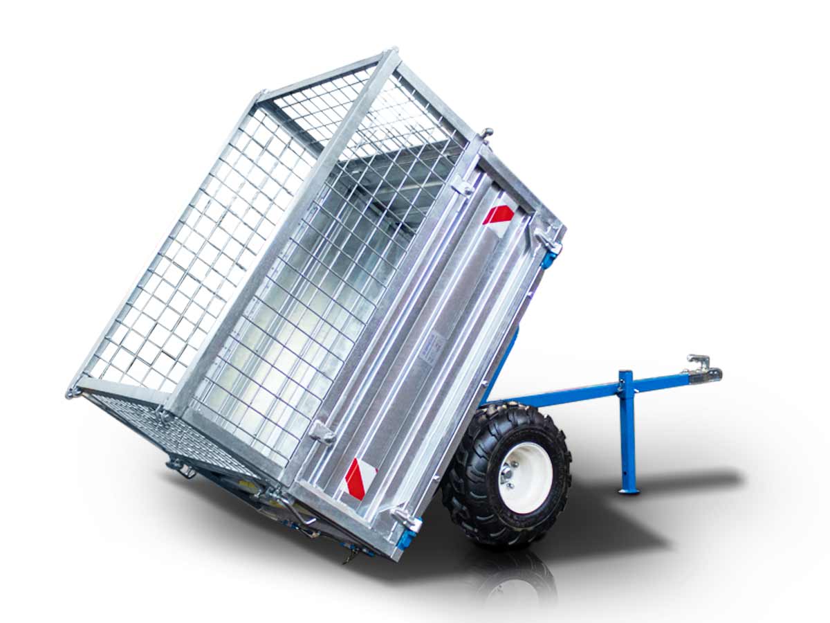 MT600-M | Graecus | Τρέιλερ για τρακτέρ με μηχανική ανατροπή 600kg και γαλβανιζέ παραπέτα 